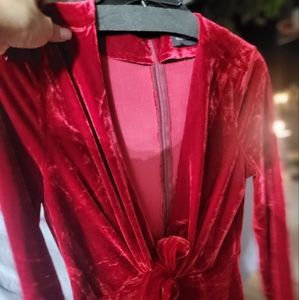 Red mini cocktail velvet dress